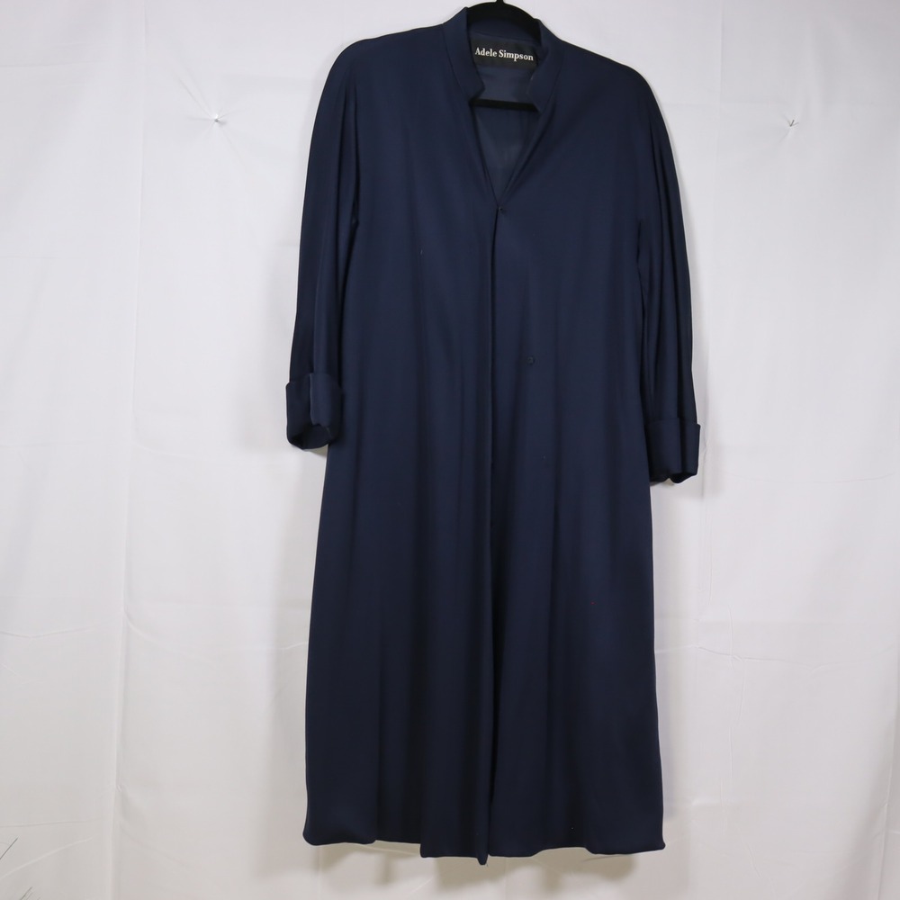 Adele Simpson Vintage Duster Coat L? Navy Blue‎ Womens Longline Minimalist
